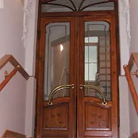 Jugendstil-Doppeltür aus Holz mit verglasten Feldern